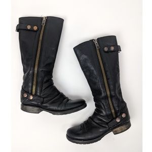 Black leather Steve Madden motorcycle boots